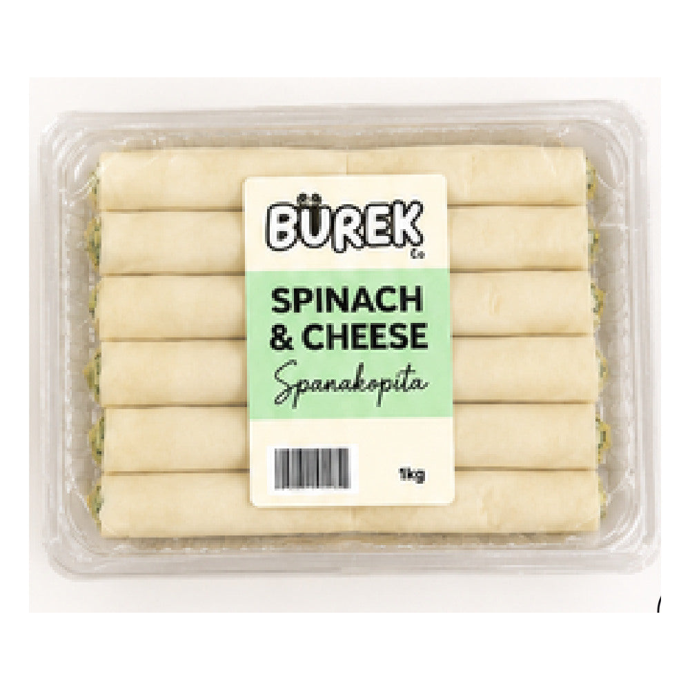Frozen spinach and cheese filo fingers in retail tray packaging